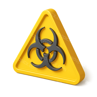 3D Biohazard Sign Icon in Yellow with Isometric View