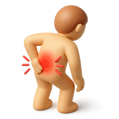 3D Icon Representing Back Pain in Isometric Style