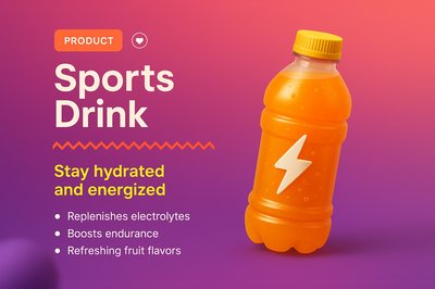 Vibrant 3D Sports Drink Illustration for Landing Page