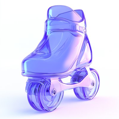 Stylized Transparent Roller Skate in Vibrant Colors