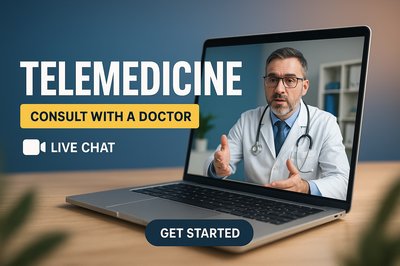 Telemedicine Consultation Promotion with Doctor on Laptop Screen