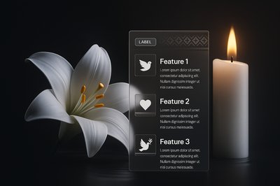 Elegant Lily and Candle with Text Space for Funeral Tribute