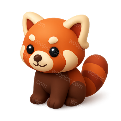 Adorable 3D Red Panda Icon with Volumetric Design