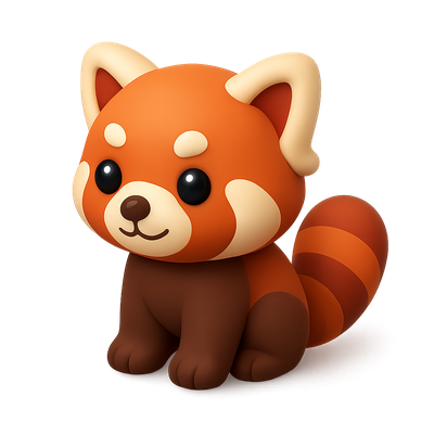Adorable 3D Red Panda Icon with Volumetric Design