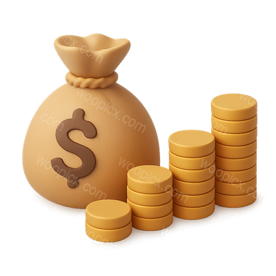 3D Money Bag and Rising Coins Icon for Financial Themes