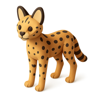 Stylized 3D Serval Icon with Volumetric Design