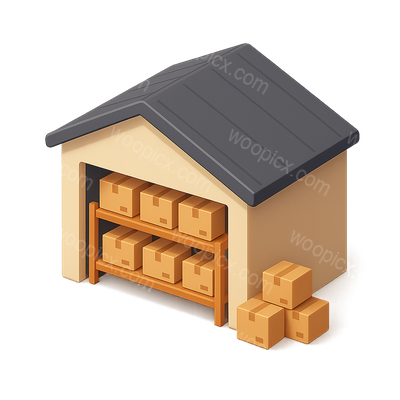 3D Warehouse Icon with Storage Boxes in Isometric View