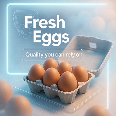 Fresh Eggs Display in Modern Packaging