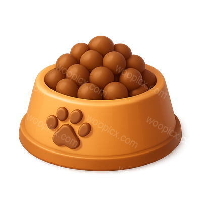 Stylized 3D Dog Bowl Icon with Food