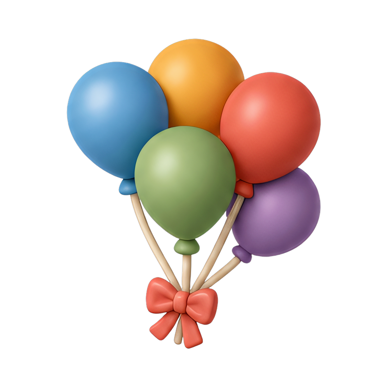 colorful balloon bouquet tied together