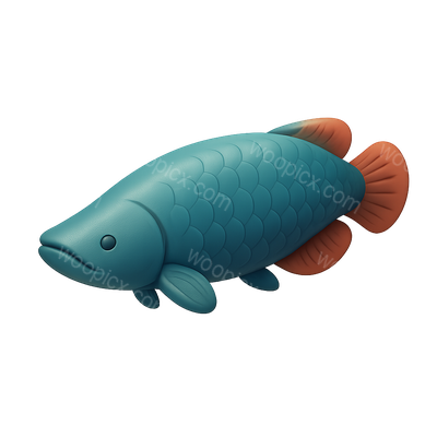 Isometric 3D Arapaima Icon with Volumetric Design