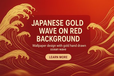 Elegant Japanese Wave Wallpaper Design with Gold Accents