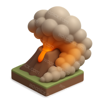 Colorful Cartoon Volcano Eruption Illustration