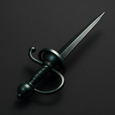 Detailed 3D Rapier Icon on Dark Background