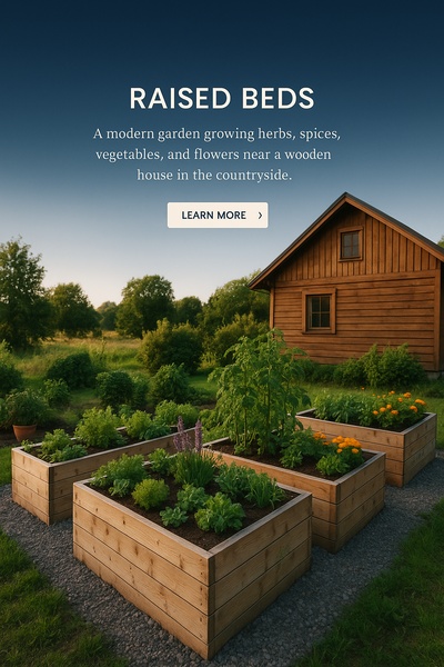 Modern Garden with Raised Beds for Herbs and Vegetables