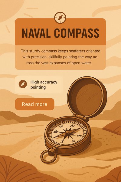 Stylish Naval Compass Illustration for Boho Landing Page
