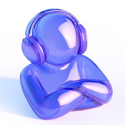 Stylized 3D Audio Icon with Headphones