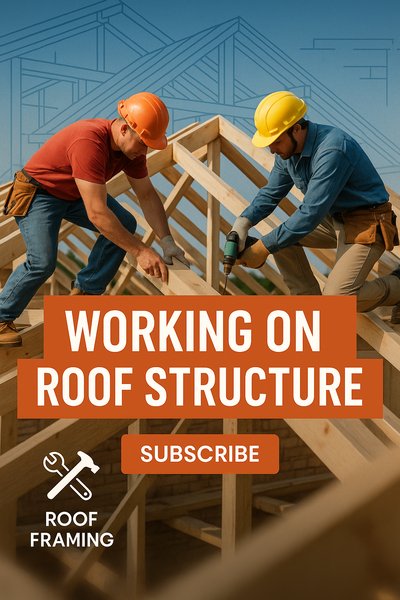 Construction Workers Framing a Roof with Tools