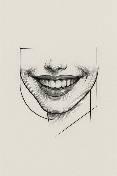 Artistic illustration of a smiling face with minimalist design