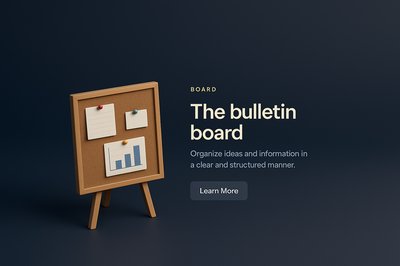 Small 3D Bulletin Board Scene in Dark Background