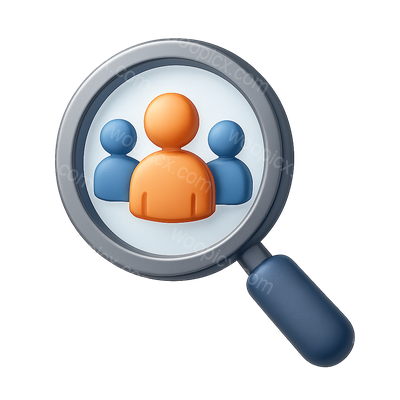 Illustrative Magnifying Glass Focusing on People Icon