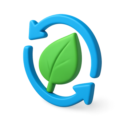 3D Circular Leaf Icon with Arrows for Eco-Friendly Themes