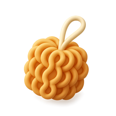 Stylized 3D Loofah Sponge Icon with Isometric View