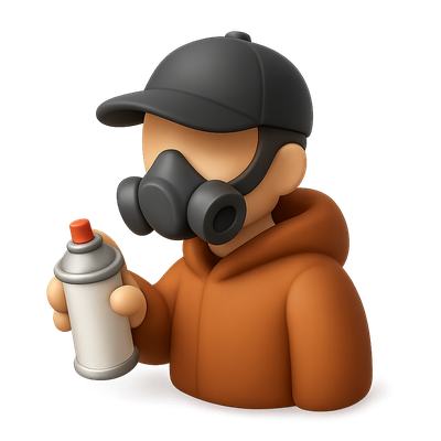Stylized Graffiti Artist Icon in 3D View