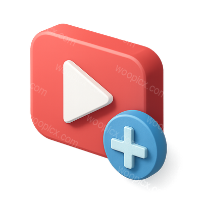 Stylish 3D Video Playback Icon with Add Button