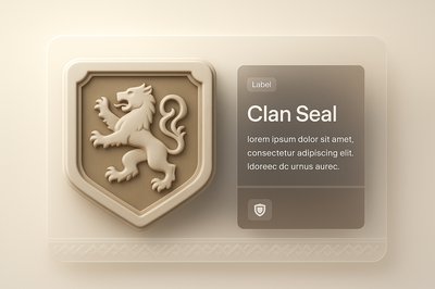 Elegant 3D Clan Seal Design with Text Overlay