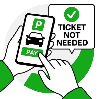 Digital Parking Payment Illustration with User Interaction