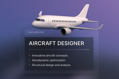 Stylish Aircraft Designer Web Page Design with 3D Illustration