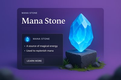 3D Illustration of a Magical Mana Stone with Informative Overlay