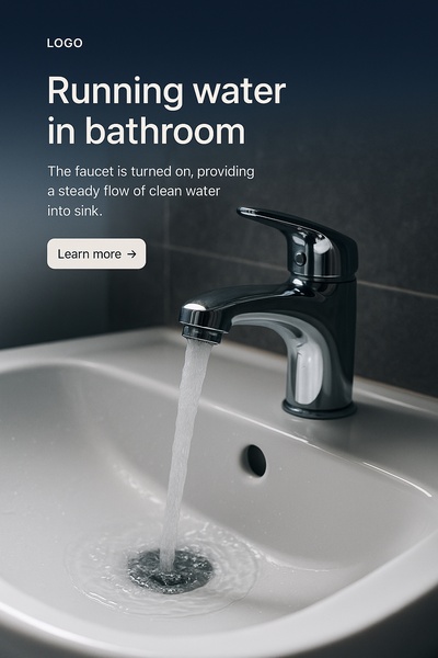 Stylish Water Faucet with Running Water in Bathroom