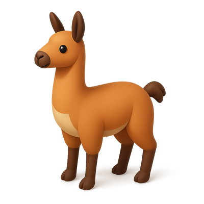 Stylized 3D Guanaco Icon in Isometric View