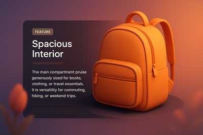Stylish Orange Backpack with Spacious Interior