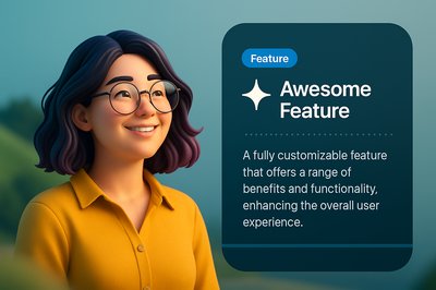 Happy Woman Portrait with Innovative Design Features