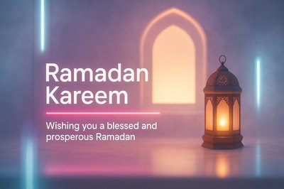Elegant Ramadan Greeting Card with Lantern and Soft Lighting