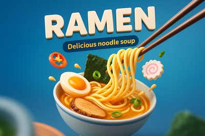 Dynamic 3D Ramen Illustration with Realistic Details