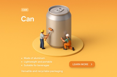 Detailed 3D Scene of Miniature Characters with Can