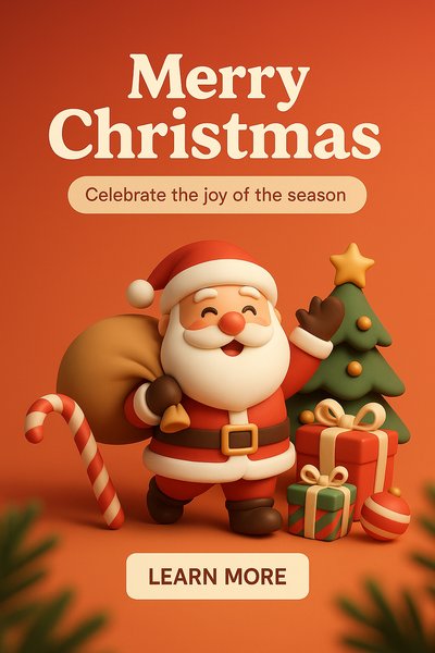 Festive Christmas Graphic with Santa Claus and Gifts