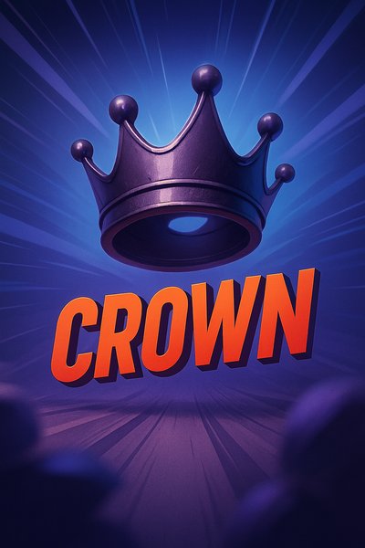 Dynamic Crown Illustration with Bold Typography