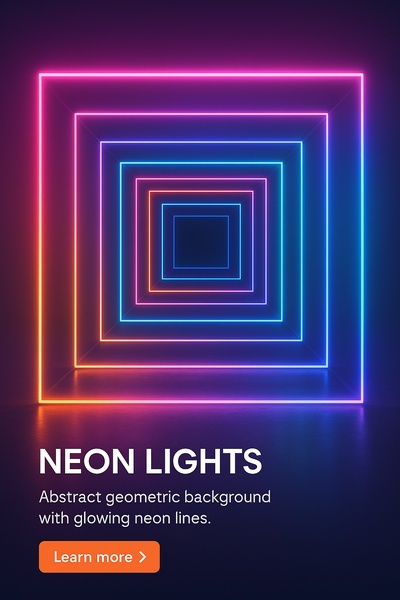 Abstract Neon Tunnel with Glowing Lines in Futuristic Design