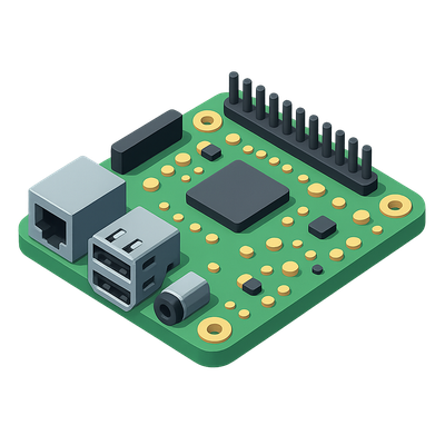 3D Isometric Raspberry Pi Icon with Transparent Background