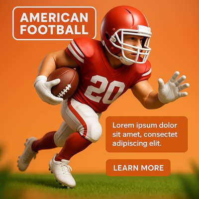 Dynamic American Football Player Illustration with Engaging Design