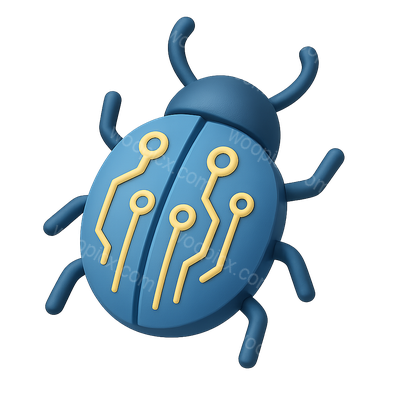 3D Circuitry Beetle Icon with Isometric Design