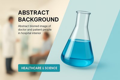 Modern Medical Advertisement Featuring Laboratory Elements