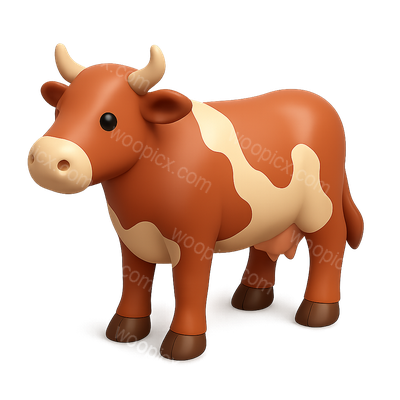 Charming 3D Cattle Ranch Icon with Realistic Features