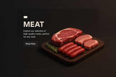 Realistic 3D Meat Display with Call to Action