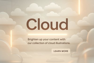Stylish Cloud Illustrations Carousel Slide Design